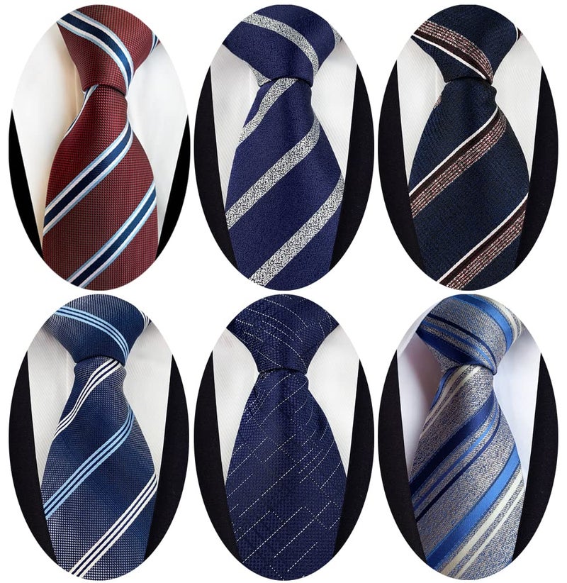 Adulove Men's Necktie Classic Silk Tie Woven Jacquard Neck Ties 6 PCS - Image 1